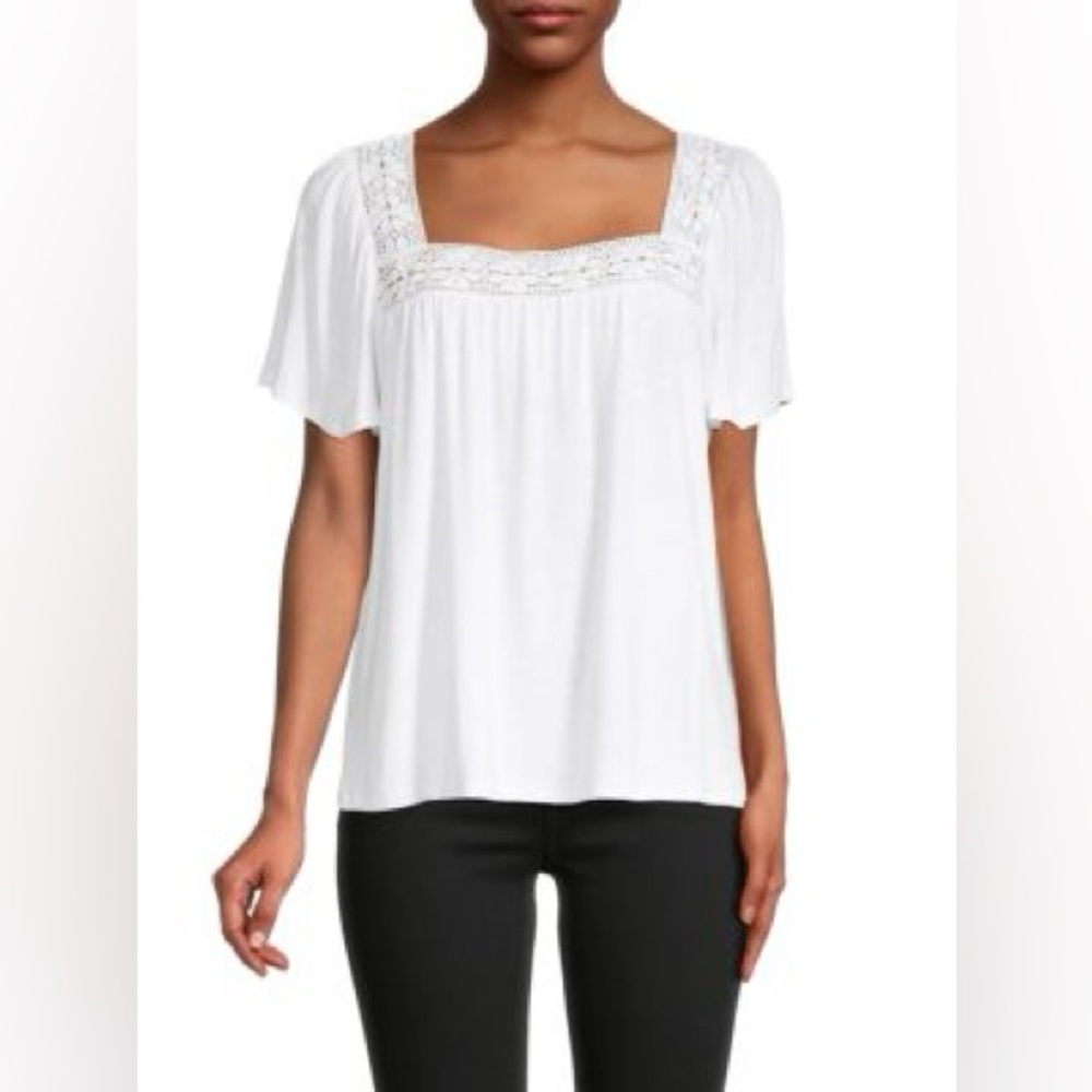 ZARA White Lace Detail Women's Top S